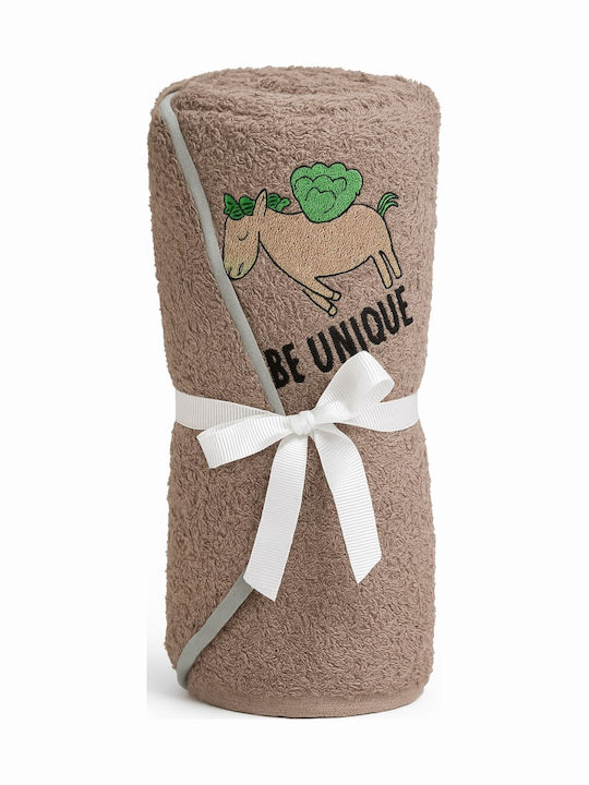 Beboulino Baby Hooded Towel Unicorn Brown 75x75cm