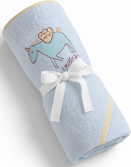 Beboulino Βρεφική Κάπα-Μπουρνούζι με Κουκούλα Unicorn Light Blue 75x75εκ.