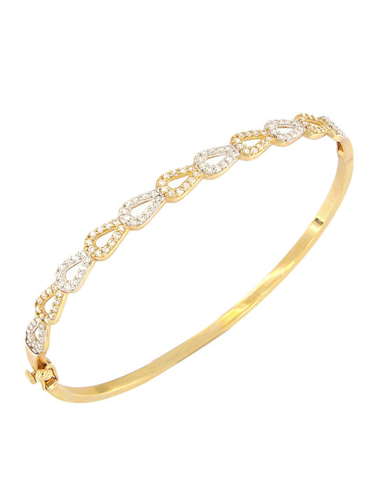 Daskalakis Women's Bracelet Handcuffs made of Gold 14K with Zircon
