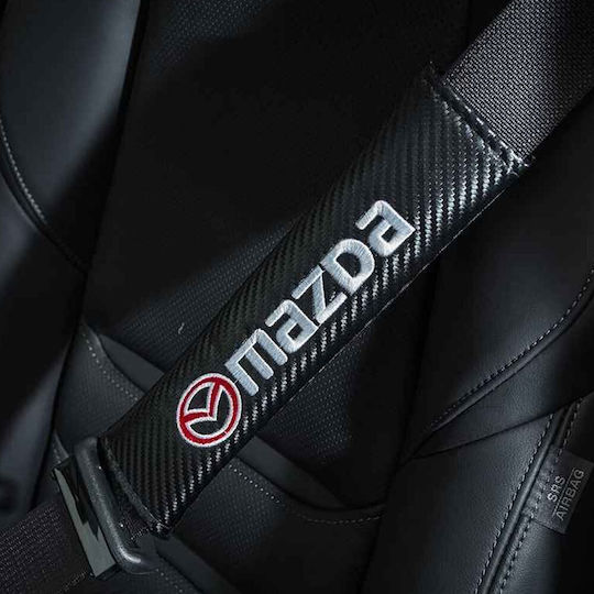 Mazda Carbon Autogurt Polster 2 Stück Schwarz