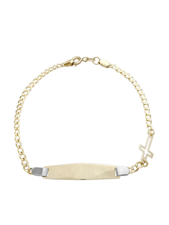 Daskalakis Kids Bracelet ID from Gold 14K with Σταυρό