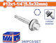 Wadfow Self-Piercing Sheet Metal Screw Hexagon Galvanized with Diameter M5.5 and Length 32mm 340pcs