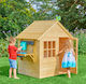 Multifunctional Wooden Kids Playhouse with Fence Brown 149x90x146cm
