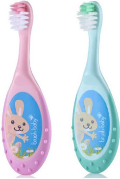 Brush Baby Set Baby Toothbrushes for 0m+ 2 Pieces Pink