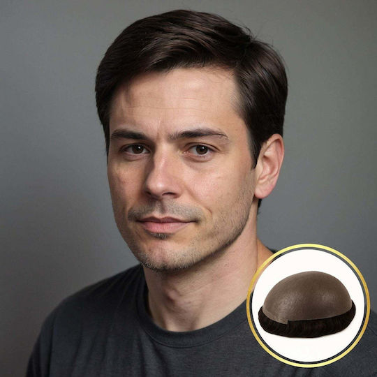 Premium Toupee Bărbătesc Păr Natural 4 Castaniu