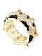 Oxette Ring with Zircon & Enamel Gold Plated