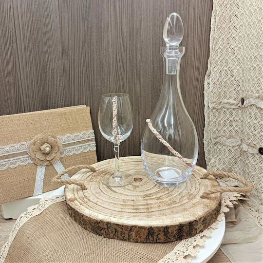 Daskalakis Daskalakis Glass / Wooden Wedding Cuff Set 3 Pieces