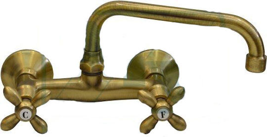 Βρύση 03051 Old-margherita Μπρονζέ Άνω Ροής Τοίχου 260mm Außenarmaturen