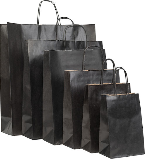 Pungă de Hârtie Neagră Răsucită Premium 14x8.5x21.5 400 Bucăți