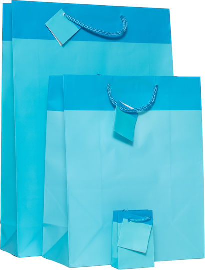 Paper Bag Matte Laminated Bag Sky Blue Rope Handles 6.5x3.5x9.5 288 Pieces
