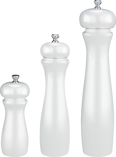 Wooden Salt and Pepper Mill Lacquered White 20cm Ceramic Mechanism Ilsa Italy