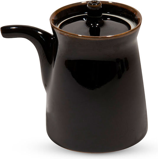 Black Soy Sauce Pot 147ml Black Brown Commercial Porcelain Table Gravy Boat 7x8.30cm Japan