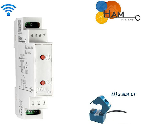 Smart Rail Energy Meter Single Phase 80A Relay Output 5A Dinswitchm + 80A Ct