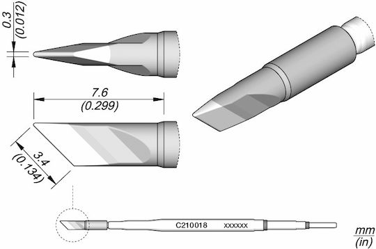 Jbc C210-018 Knife Cartridge 3.4 X 0.3 T210 Precision Handpiece