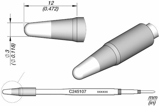 Jbc C245-107 Conical Cartridge Ø 3 Ht T245 Precision Handpiece