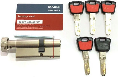 Κύλινδρος Ασφαλείας Mauer Elite 2 Red Line Πόμολο Εσωτερικά Nickel-82mm 31xπ51