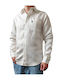Langärmeliges Leinenhemd in normaler Passform White
