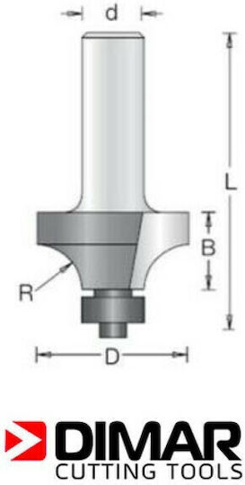 Dimar Μαχαίρι Ρούτερ Στρογγύλι 1/4''ραδιου R=6 35 D=25 4 B=12 7 L=5 D=6 35 Δοντια=ζ2