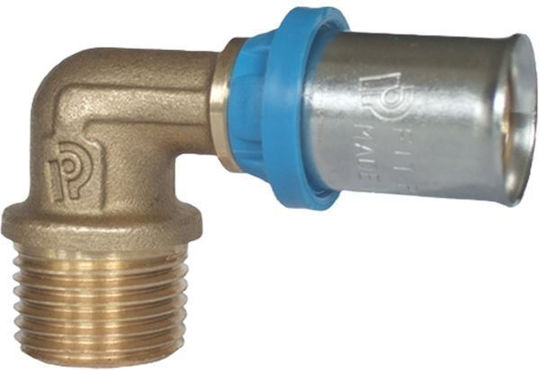 Rinaldi Pettinaroli Male Pressed Pipe Elbow Fitting Press Φ18x2 X1/2" Multilayer Pipe Brass 82042 Rinaldi & Pe