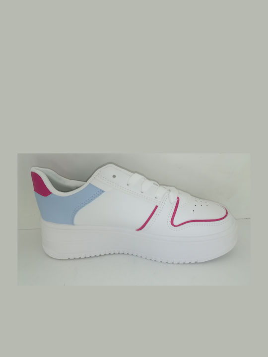 Olympic Stores Ly431 Γυναικεία Flatforms Sneakers Λευκό Ροζ