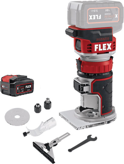 Flex CER 18.0-EC Trimmfräse 18V Bürstenlos 1x5Ah mit Geschwindigkeitsregelung und mit Absaugsystem