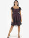 Twin-Set Midi Schwarzes Spitzenkleid P2a2kn