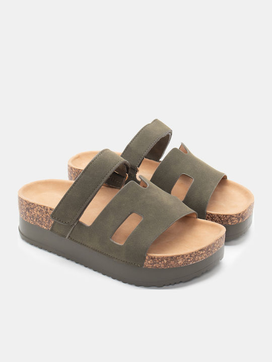 Luigi Women's Flat Sandals Flatforms in Khaki C...