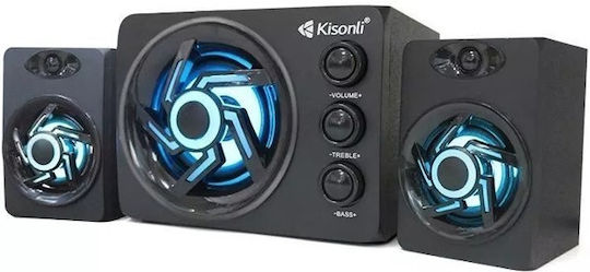 Kisonli TM-8000A Ηχεία Υπολογιστή 2.1 με Bluetooth και Ισχύ 11W σε Λευκό Χρώμα