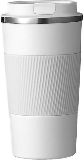 Uncle George Glass Thermos Stainless Steel / Aluminum BPA Free 500ml White Mouthpiece with Mouthpiece