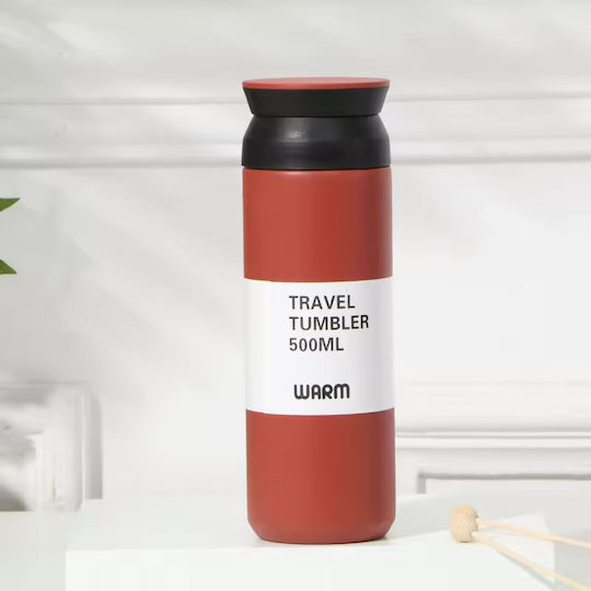 Uncle George Ποτήρι Θερμός Ανοξείδωτο / Πλαστικό BPA Free 500ml BPA Free Κόκκινο