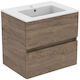 Ideal Standard Countertop with Sink L60xW44xH55cm Flint Hickory