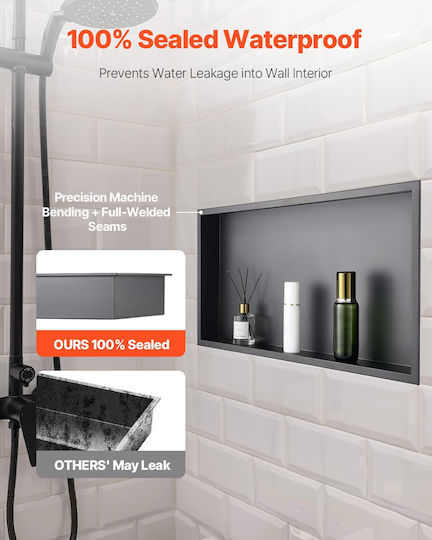 Vevor Corner Wall Mounted Bathroom Shelf Metallic Black