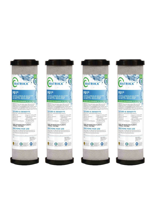 Matrikx Countertop and Under Sink Water Filter Replacement made of Activated Carbon 10" 0.5 μm 4pcs