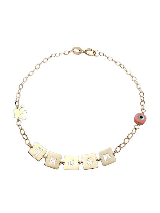 Daskalakis Kids Bracelet Chain from Gold 9K with Crown & Evil Eye