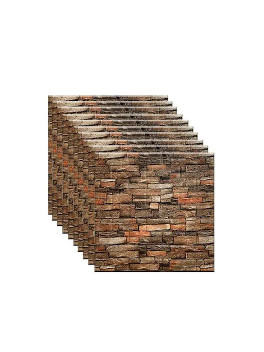 Set 20 Tapet Autocolant Foxmag24 3D Cărămidă Rezistent la Apă 70 Cm X 77 Cm Maro Lavabil