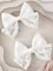 TakTakBaby Lace Flower Set Kids Hair Clips with Rubber Band Multicolour Bow in White Colour 2 Pieces