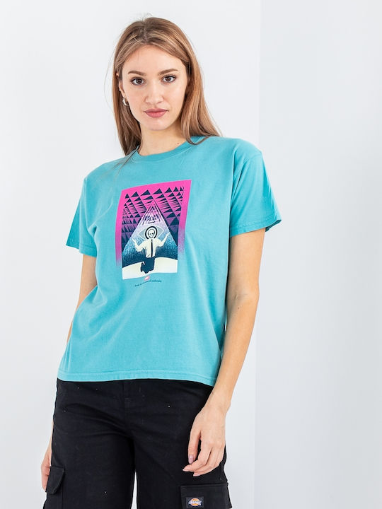 Obey Women's Blouse Cotton Turquoise Tonik