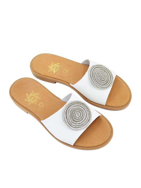 Dermatina 100 Sandale Casual Damă Din Piele Albe