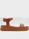 Women's Flat Sandals Flatforms in Tabac Brown Color
