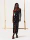 Summer Maxi Evening Dress  Back with Tearing Black