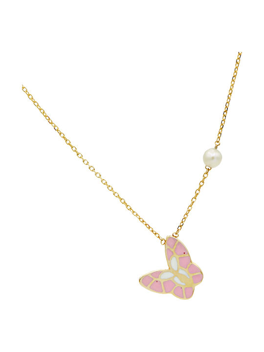 Kinderhalskette Schmetterling aus Gold mit Kette 14K ΠΚ0067