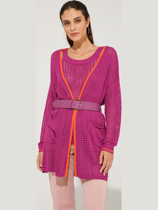 Jachetă de damă tricotată în Fuchsia Culoare