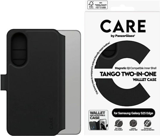 CARE by PanzerGlass Care Портмоне Кожа Черен (Galaxy S25 Edge)