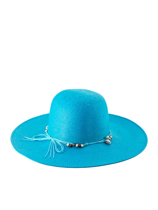 Brims and Trims Frauen Rattangeflecht Hut Floppy Hellblau