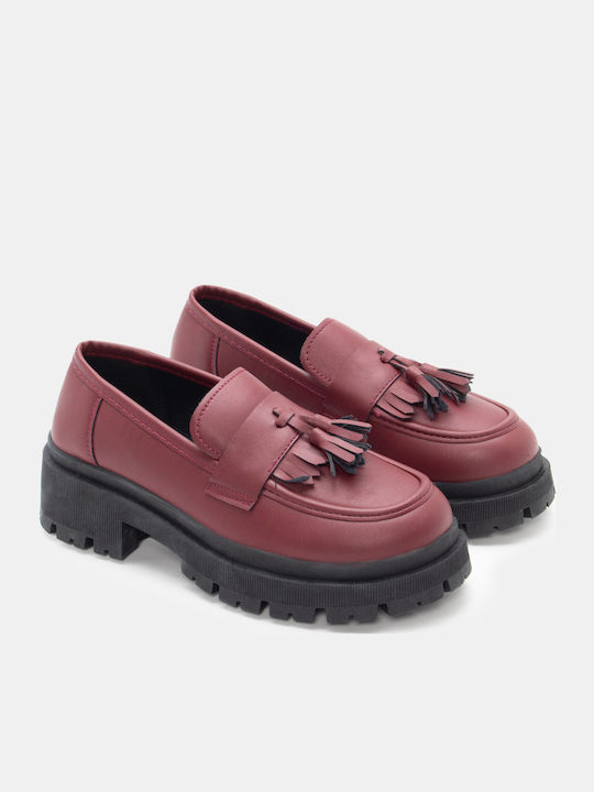 Luigi Γυναικεία Loafers σε Μπορντό Χρώμα