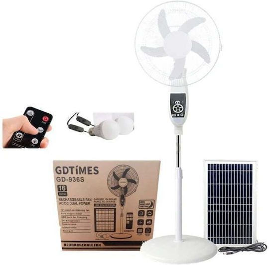 Gdtimes Solar Fan Base 16 Inches Gd-936s Rechargeable Fan