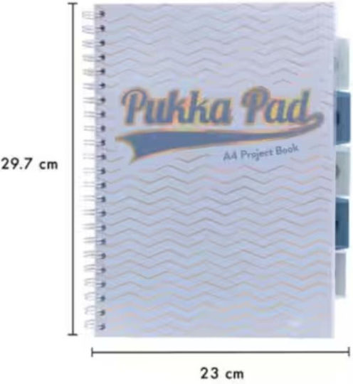Pukka Σπιράλ Τετράδιο Ριγέ Α4 200 Φύλλων 5 Θεμάτων Μπλε