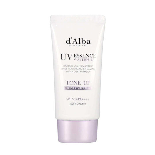 d'Alba Waterfull Tone-up Слънцезащитен Крем за Лице SPF50+ с Цвят Лилав 50ml