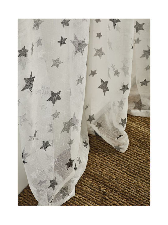 Whitegg Kids Rod Pocket Curtain Stars Gray 260x...