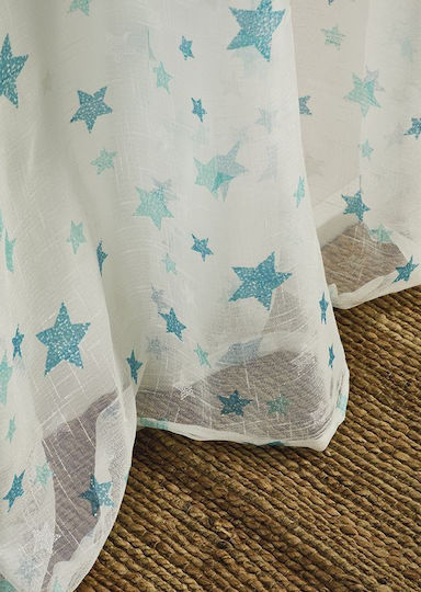 Whitegg Kids Rod Pocket Curtain Stars Light Blue 260x280cm
